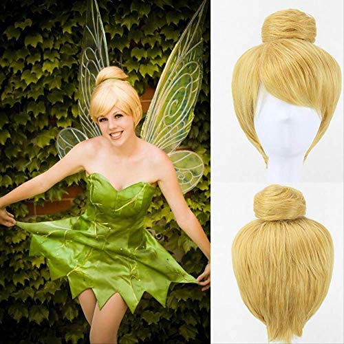 Perruque de Cosplay fée Clochette blonde de 30cm pour vos soirées déguisées et festivals