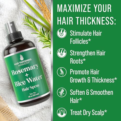 Rosemary Oil + Rice Water Spray For Hair Growth. 4oz Vegan Longsheng Rice Water and Rosemary Oil For Women & Men. Hair Thickening, Moisturizing, Strengthening. Scalp Treatment For Dry, Weak Hair - Thumbnail 3