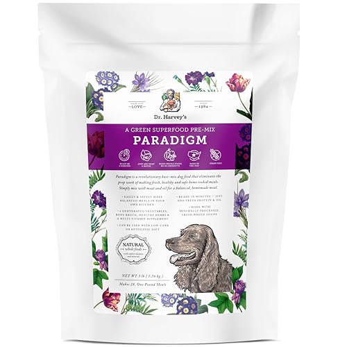 Dr. Harvey's Paradigm Green Superfood Dog Food, Human Grade Dehydrated Grain Free Base Mix for Dogs, Diabetic Low Carb Ketogenic Diet (3 Pounds)