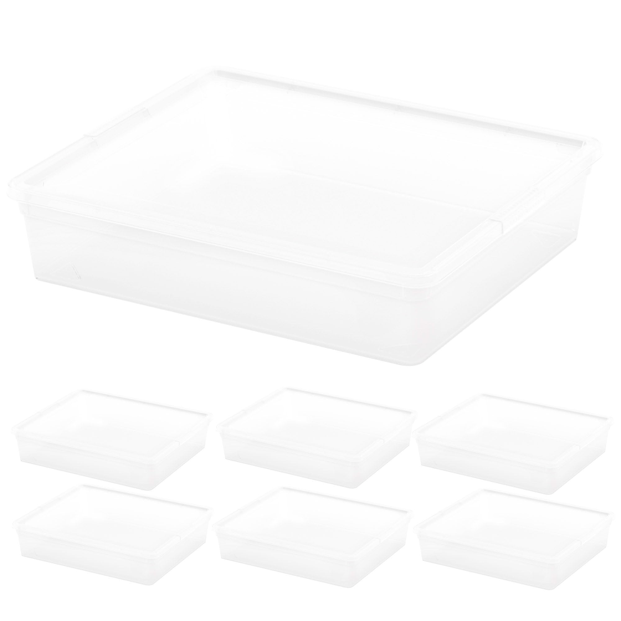 Curver Pack 7 Cajas de Almacenaje con Tapa C-Box 9L, Transparente, Apilables, Orden para hogar, Armarios, Vestidores y Trasteros, Cierre seguro, Identificación Contenido, Resistente y Duradera (241)