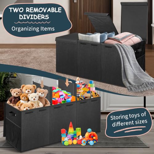 Image of Extra Large Toy Box with Lids, Collapsible Storage Bin, 38 inchx16 inchx14 inch,Black
