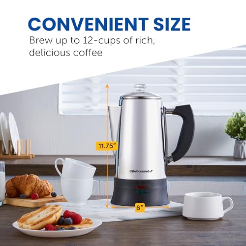 Elite Gourmet EC922 Electric Coffee Percolator, Bpa Free, Keep Warm, Glass Clear Brew Progress Knob thumb #6