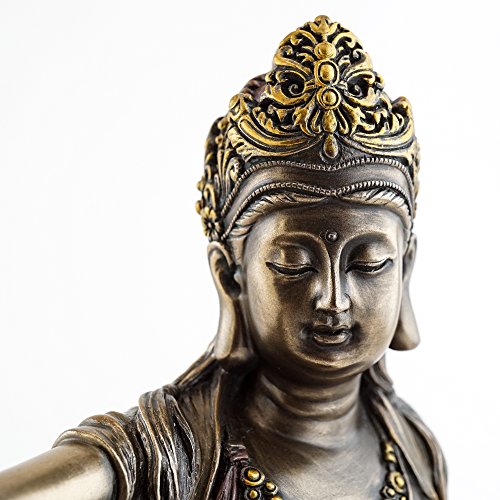 Estatua Quan Yin en bronce fundido 7.25 in x 6.5 in miniatura 4