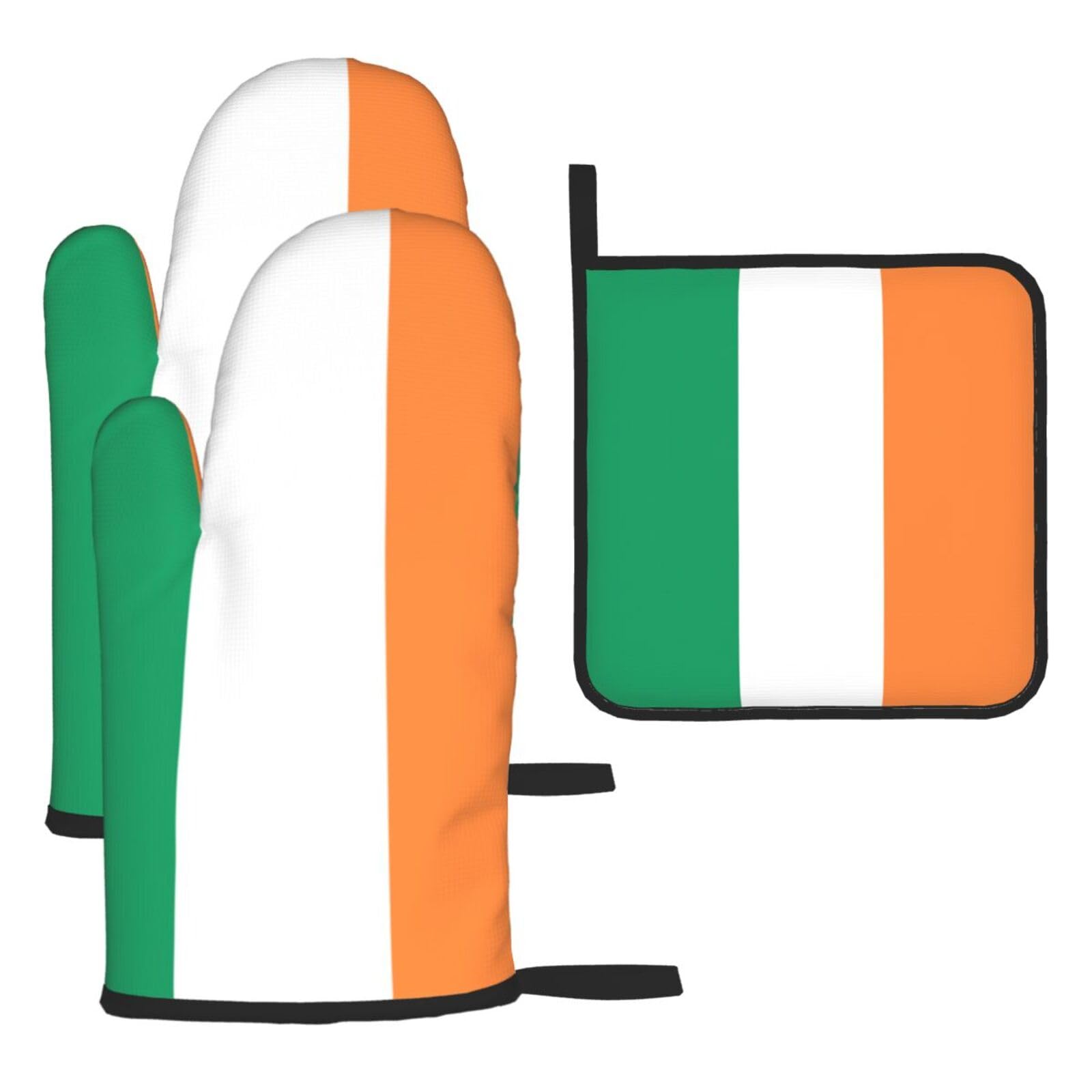 Irish Flag Print Oven Kitchen Gloves For Baking Outdoor Grilling Home Use Mitts Microwaving Bbq