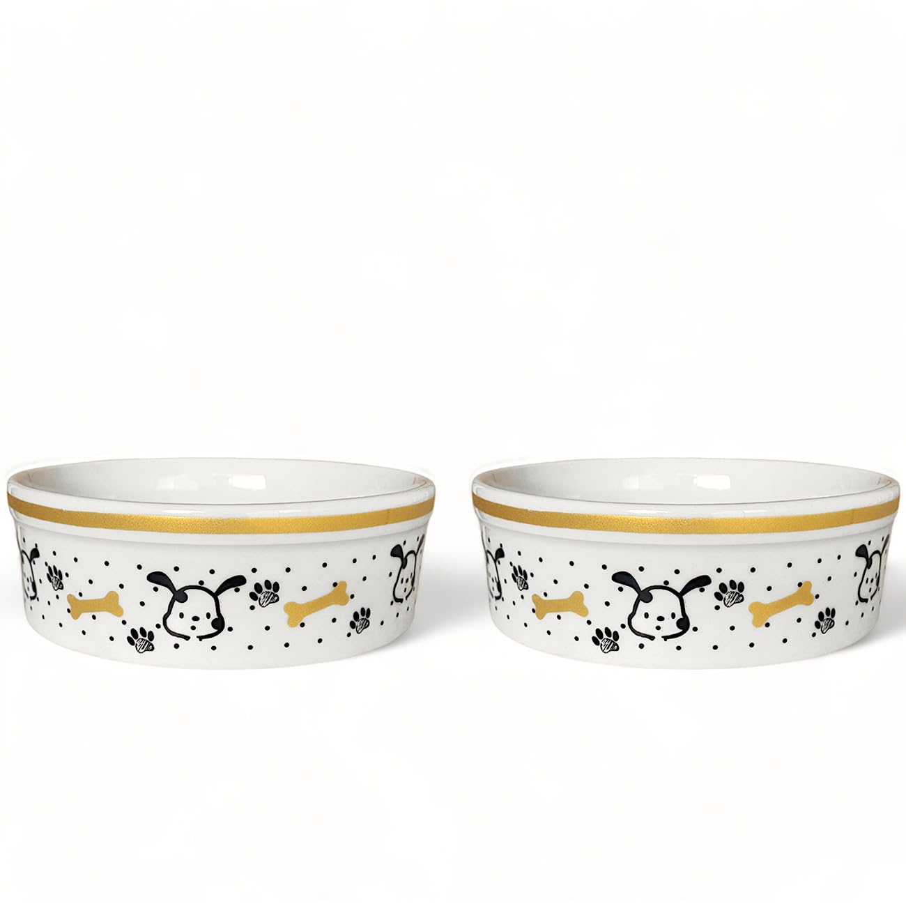 Comedouro Porcelana Cachorro 2 Unidades 600ml Dourado