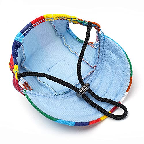Leconpet Baseball Caps Hats With Neck Strap Adjustable Comfortable Ear Holes For Small Medium And Large Dogs In Outdoor Sun Protection (S, Stripe) #TOP1
