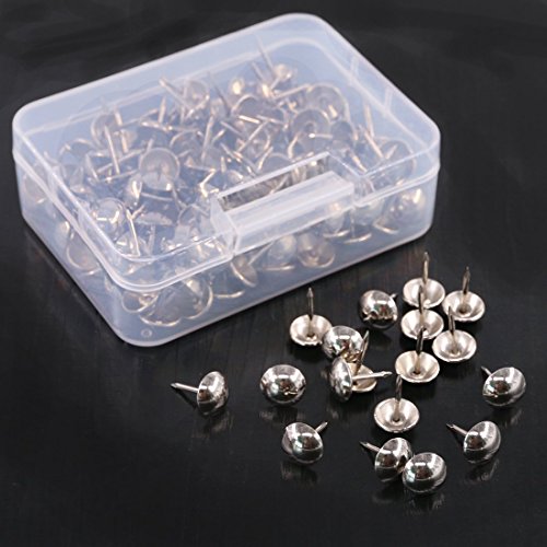 Hilitchi 200-Pieces 7/16''(11Mm) Silver Antique Tacks Nail Pins Upholstery Nail Tacks Furniture Thumb Tack Pins Assortment Kit (Silver) #TOP4