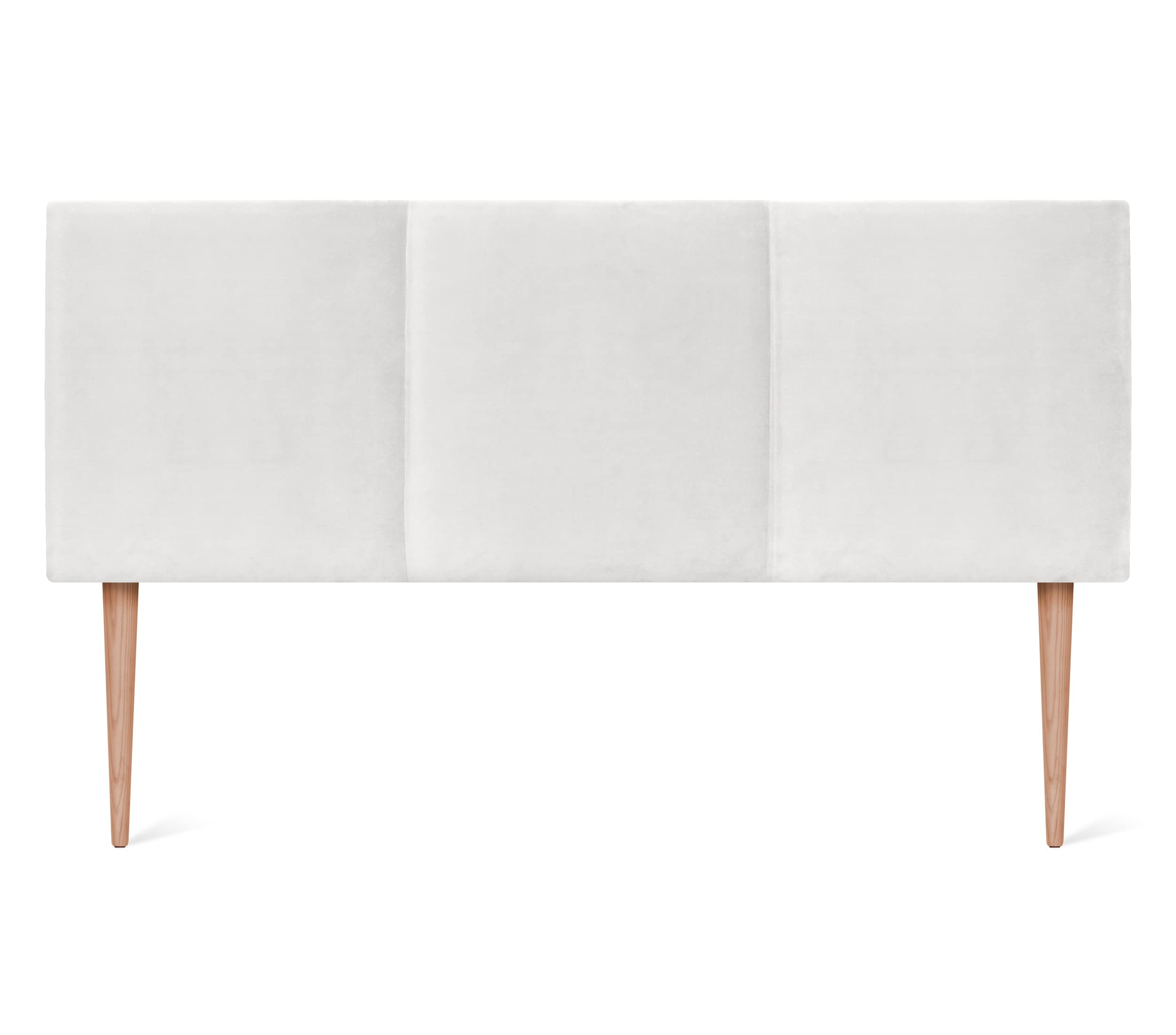 DHOME Cabecero de Terciopelo Alta Gama Diseño Modular Liso con Patas de Madera Moderno Cabezal Tapizado Cama Lujo Dormitorio Acolchado (Terciopelo Blanco Visón, 145x105cm (135/140))