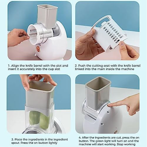 Rechargeable Electric Cheese Grater & Vegetable Slicer - 3 Blades Rotary Grater for Efficient Salad Making, Ideal for Kitchen, Camping & Restaurant Use