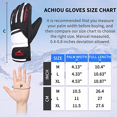 Achiou Winter Snow Ski Gloves For Men Women, Warm Waterproof Skiing Gloves For -30℉ Cold Weather, Touchscreen Snowboard Glove #TOP5