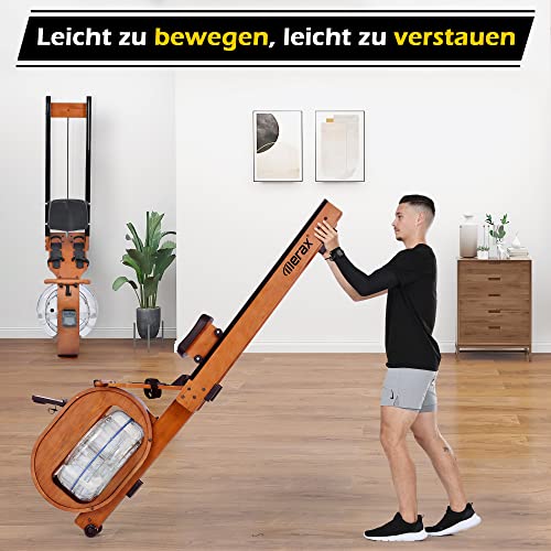Merax - Wasser Rudergerät, Eschenholz Rudergerät mit LCD-Monitor Bluetooth APP, Indoor Training Rudergerät für Home… – Bild 5