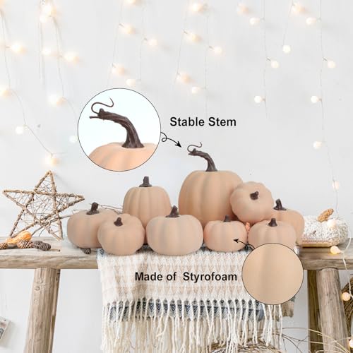 Image of Ghrdopy 9PCS Fall Pumpkin Decor - Plastic Artificial Fake Pumpkins Used for Home Party Outdoor Decor and Thanksgiving Decorations