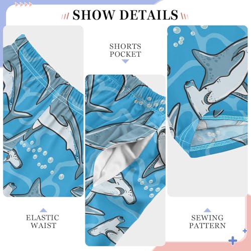 Abstract Sharks Blue Boys Pants for Kids Jogger Pants with Pockets S-XL4