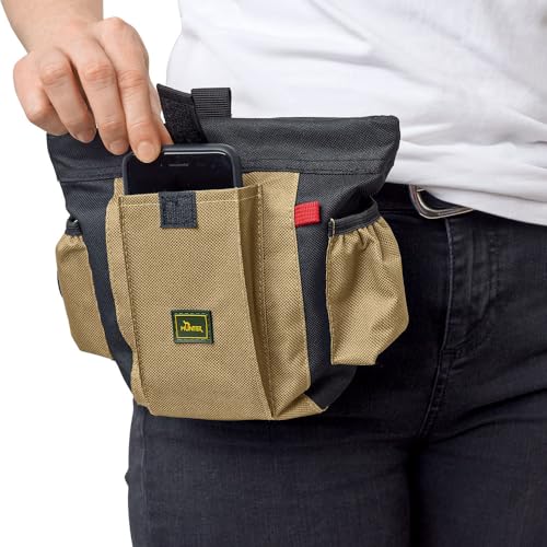 HUNTER Bugrino profi Gürteltasche, Futterbeutel, Leckerlitasche, für Training und Ausbildung, 22 x 18,5 cm, schwarz/beige