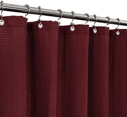 Barossa Design Small Short Shower Curtain Waffle Weave 36 x 60 Inches - 230GSM Heavy Fabric, Water Repellent, Washable, White, 36x60