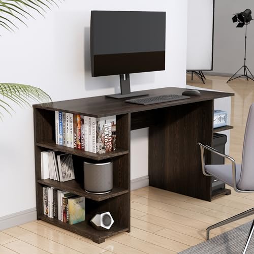 Image of Bniture Wooden Study Table for Home | Engineered Wood Study Table with Side Shelf Storage | Multi Purpose Computer Desk for Writing & Study | Laptop Table for Study Room & Workstation | Flower Wenge