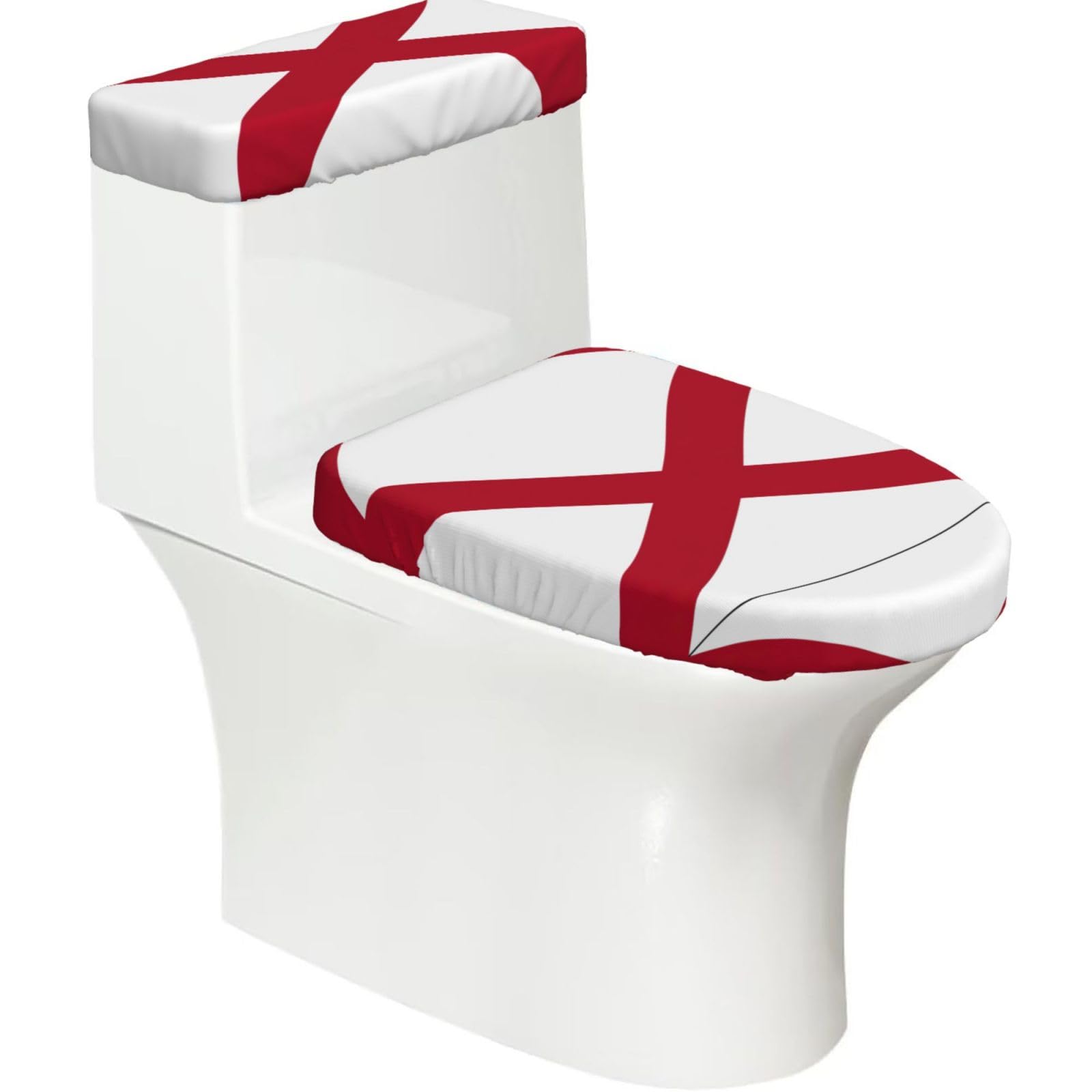 Alabama State Flag Print Bathroom Decor Toilet Lid Cover And Tank Covers, Restroom Accessories Fits Most Round