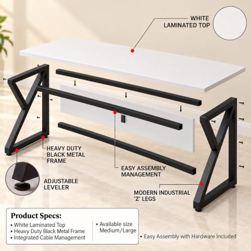 Image of Riyan Luxiwood Alden White Computer Table in Engineering Wood for Home & Office, Simple Style Desk, Scratch Resistance Surface, Easy to Assemble, Study Table for Kids (Size-120 X 60 X 75 Cm)