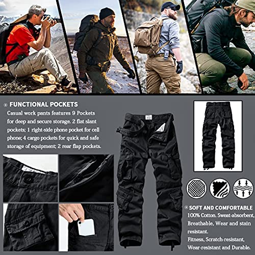 AKARMY Men's Casual Relaxed Fit Cargo Pants with Pockets, Outdoor Camo Cotton Work Pants for Men(No Belt)4