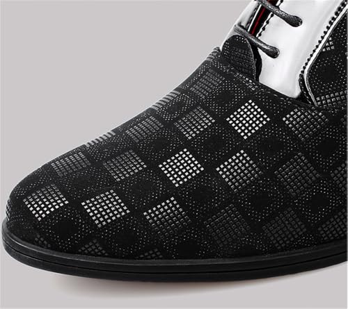 Men Fashion Dress Business Shoe Pointed Toe Floral Patent Leather Lace Up Oxford Black Red Blue3