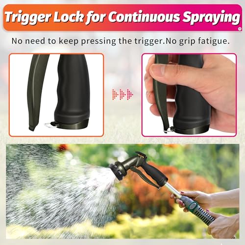 Image of AUTOMAN Garden Hose Nozzle -2 Pack, 100% Metal High Pressure Spray Nozzle, Labor-Saving Design, Heavy Duty Water Hose Nozzle for Garden Watering, Car Washing, Window Cleaning, Pets Bathing
