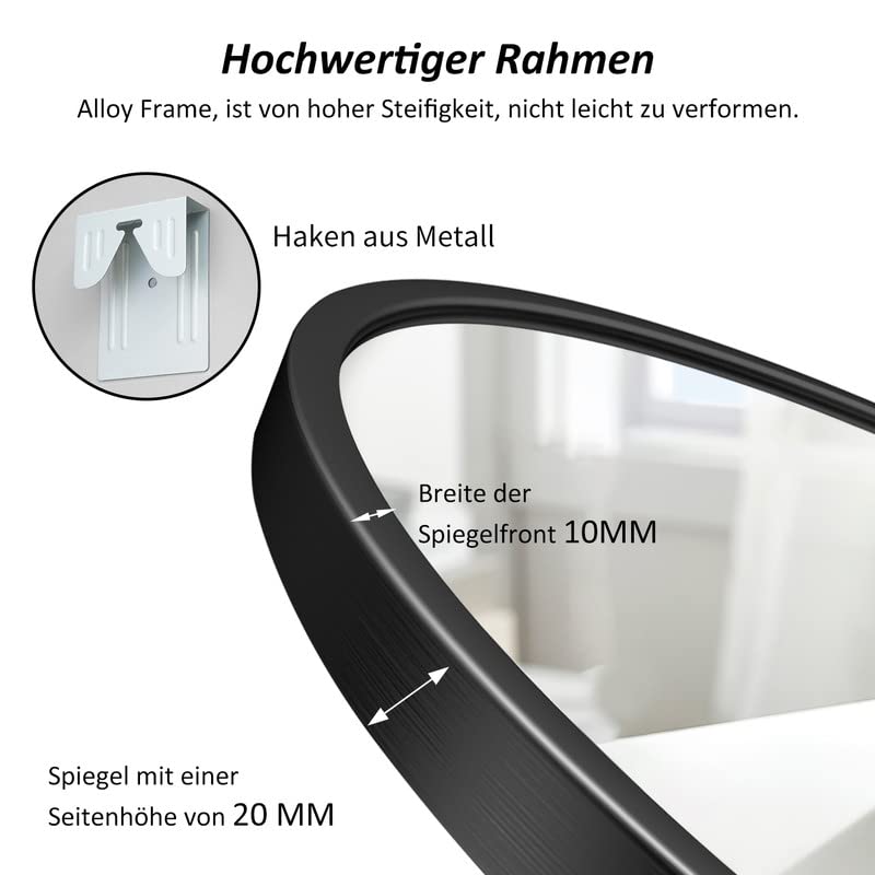 BD-Baode Standspiegel Bogen Wandspiegel mit Schwarz Aluminiumrahmen 40x140cm Bogen Ganzkörperspiegel Bodenspiegel Für Schlafzimmer Wohnzimmer