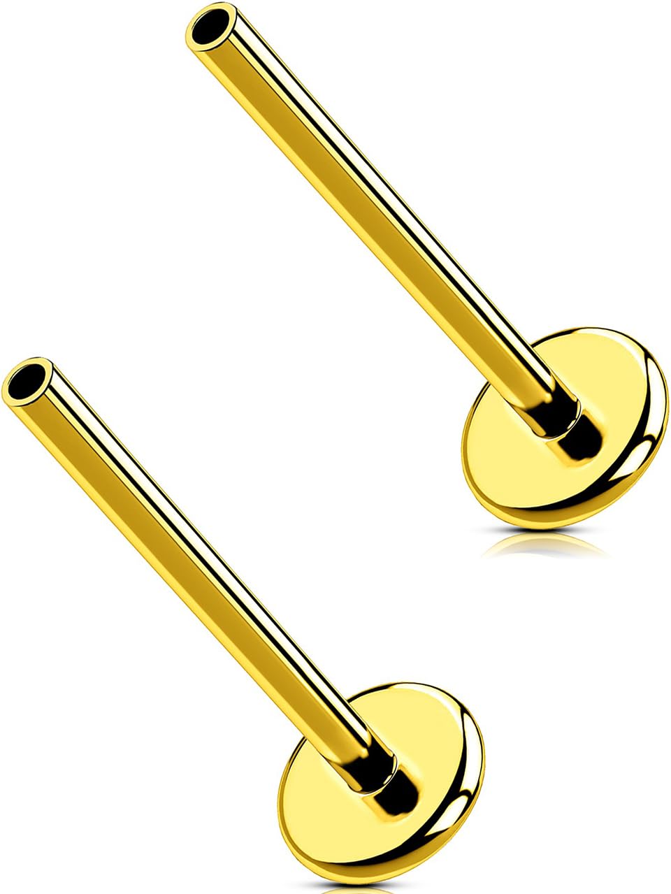 G23 Titanium Flat Back Post (Post Only), Threadless Push Pin &amp; Internally Threaded, 16G/18G/20G, 4.5-14mm, Silver/Gold/Black, Round/Heart/Star/Flower Base for Nose, Helix, Tragus
