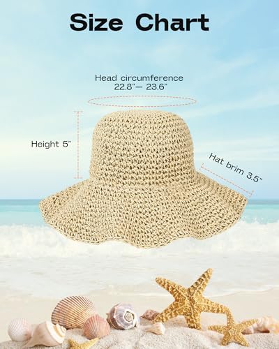 Sombrero de playa plegable de mujer beige miniatura 5