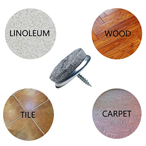 Screw on Furniture Felt Pads Slides Gray for Wooden Chair Legs -FURNIGEAR Best Wood Floor Protectors Protect Your Hardwood & Laminate Flooring (1-1/4'',20 Pieces) - Thumbnail 5
