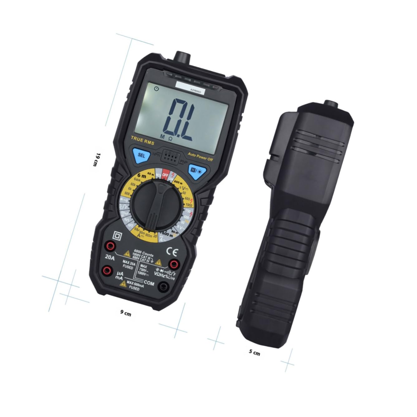 Adm08a Digitales Multimeter 6000 Zählungen mit Lcd Spannungsdetektor