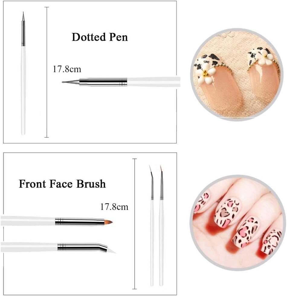 Rubyface 28 pcs Nail Art Brush kit,15 pcs Nail Art Brushes Kit with 5 pcs Nail Dotting Pens, 3Pcs Nail Art Liner Brush, 5 Pcs Silicone Nail Art Sculpture Pen, Dual Tipped Silicone Rhinestone Nail Polish Carving Pen, Multicolored 3