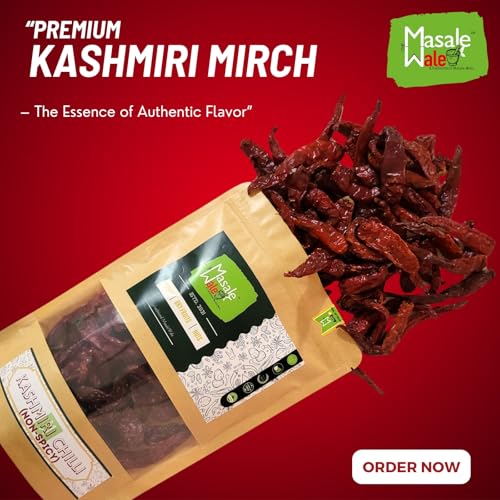 Image of TheMasalewale's Kashmiri Red Chilli Whole | Stemless | Kashmiri Lal Mirch | Mild Spicy & Deep Red Colour | Handpicked for Curries, Tadka & Indian Cooking | Must Try | 450 Grams | New Crop 2026 |