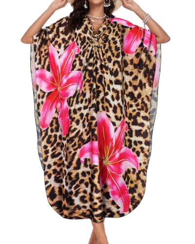 Image of Kaftan Dresses for Women V Neck Caftans Batwing Sleeve Beach Cover Ups | JILUVIN Plus Size Long Floral Print Dress, Loose Fit Maxi Casual Moomoo, Lounge House Mumu Nightgown Summer Vocation 2026