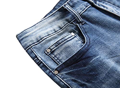 LAMKUKU Men's Ripped Jeans Slim Fit Casual Distressed Denim Pants3