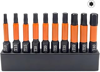 10本セット トルクスドライバー ビット 50mm長 星形ビット 六角軸 磁気 へックスローブビット トルクスネジ用ビット T10, T15, T20, T25, T30, T40