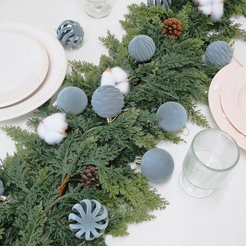 Image of 4inch Velvet Ornaments for Christmas Tree, 9 pcs Flocked Christmas Balls Set Assortment for Xmas Tree Holiday Decor
