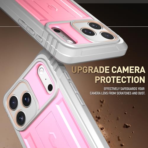 Image of Poetic for iPhone 17 Pro Max Case with Camera Control Capture Button, [Built-in Stand] [Built-in Screen Protector] Full-Body Military Grade Rugged Phone Case for iPhone 17 Pro Max, Pink