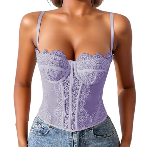 Generisch Lencería para mujer, diseño de tiras cómodas, ropa de uso diario, ropa interior informal, para todas las estaciones, Color lila claro., XS