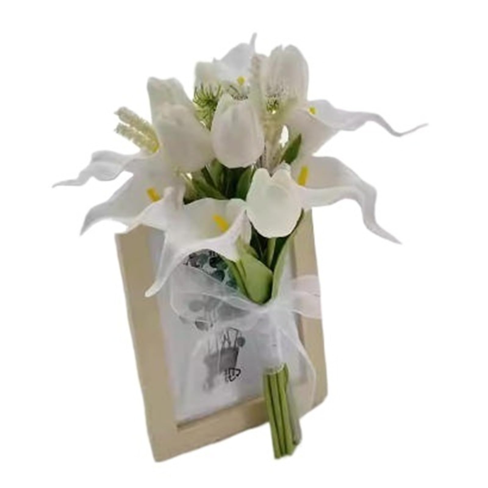 WENYOG Wedding Bouquet Bride And Bridesmaid Holding Flowers White Imitation Orchid Tulips(Color 7)