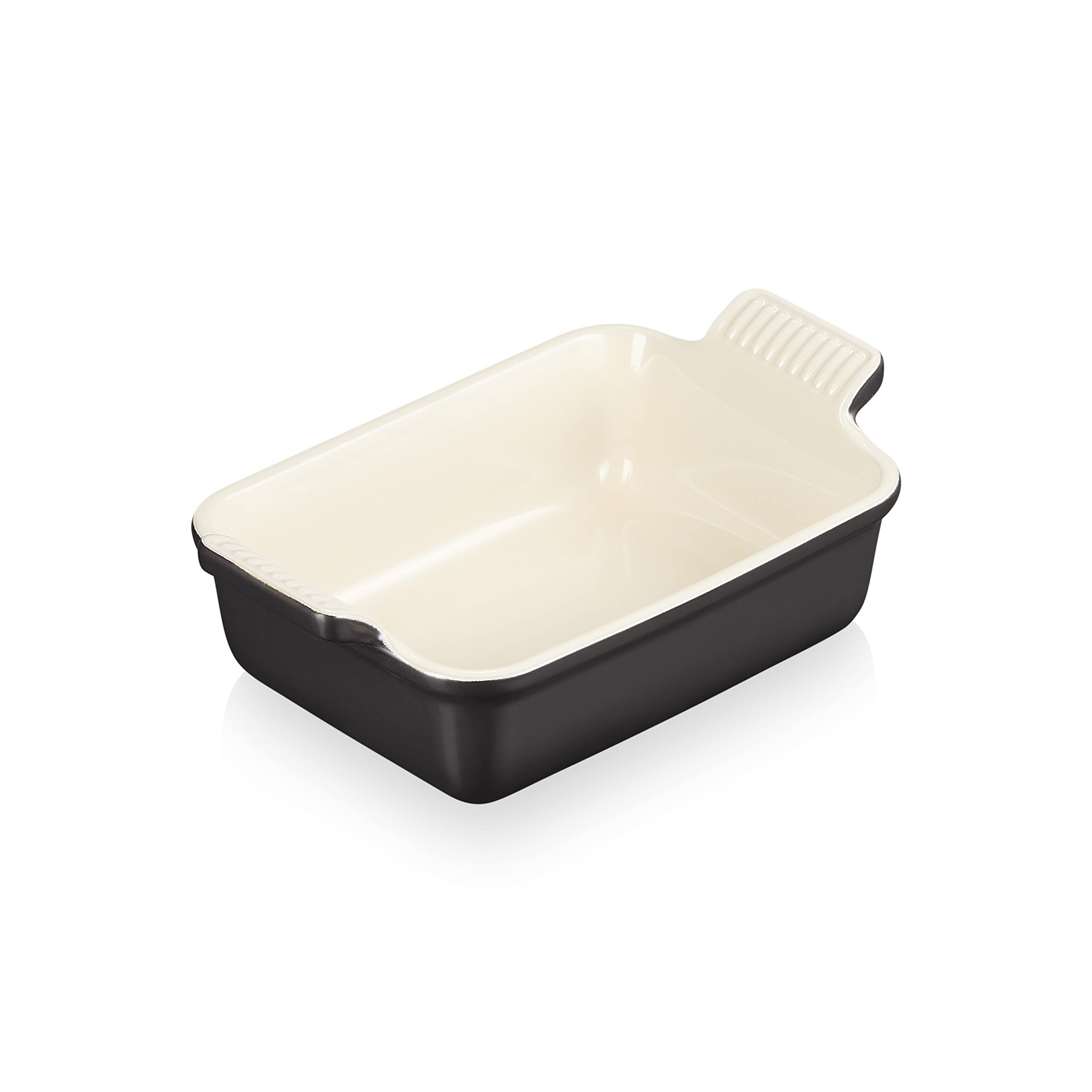 Le Creuset Rechteckige Auflaufform Tradition aus Steinzeug, 19 cm, 1.1 Liter, Schwarz glänzend, 71102191400001