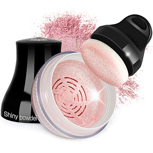 Proteove Blush Powder - Shimmery Loose Powder for Face Blusher, Handle Powder Puff Design, Lightweight & Glowing, Rosy