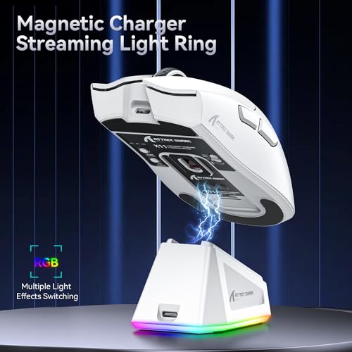 Image of Attack Shark X11 Wireless Gaming Mouse with PAW3311 Sensor, 22000 DPI, Tri-Mode Connectivity, RGB Lighting, and Magnetic Fast Charging Dock- Lightweight and Durable Design (Black)