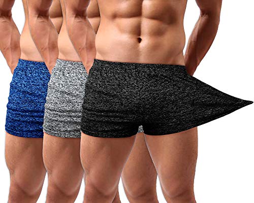 Lehmanlin Men's Bodybuilding Shorts 3/5 Inch Inseam Workout Training Muscle Short Shorts Stretch Quick Dry