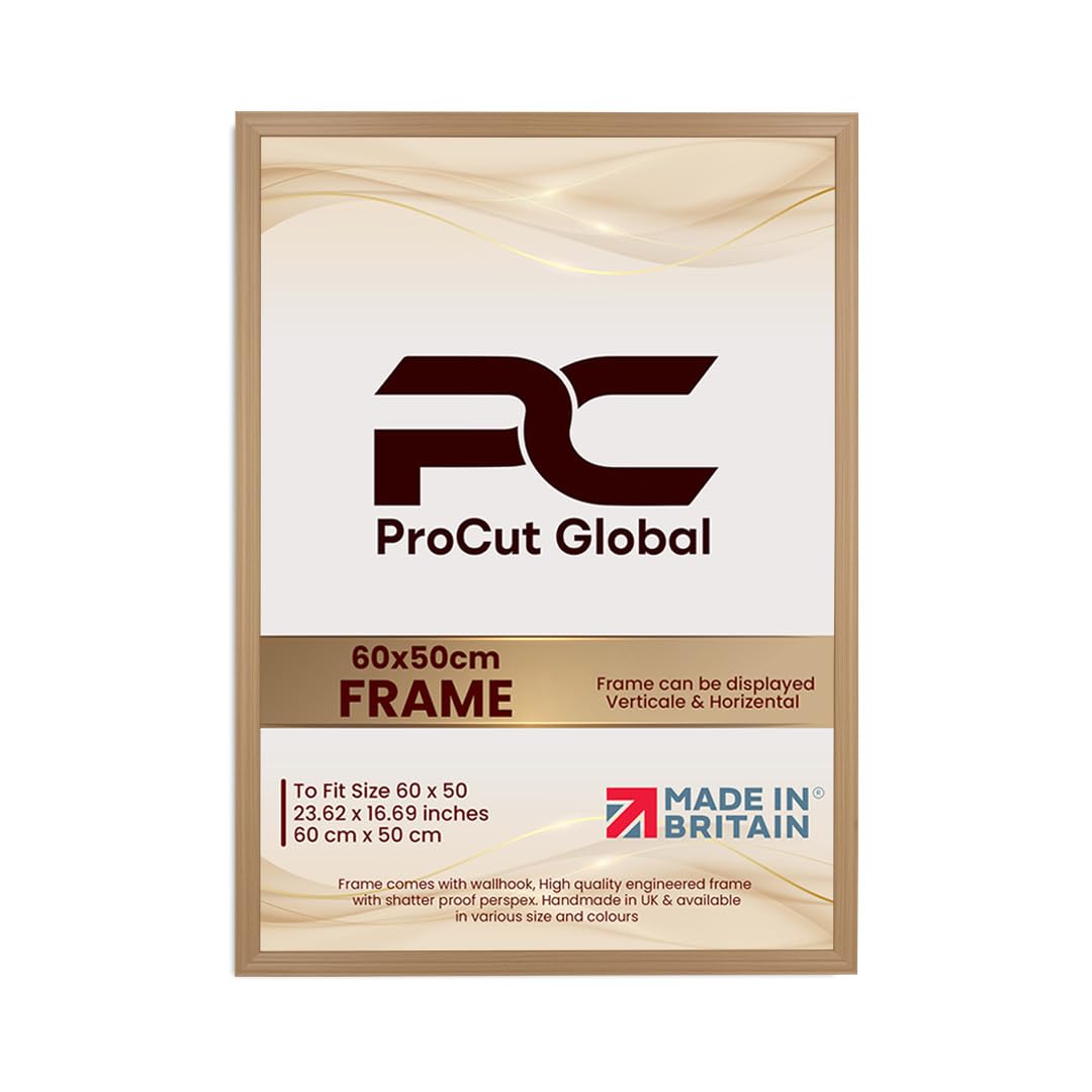 Procut Global 60x50CM Country Pine Picture Frames - Classic Wooden Photo Frame with Shatterproof Perspex for Wall or Tabletop - Perfect for Posters, Certificates & Prints - Sizes & Colors Available