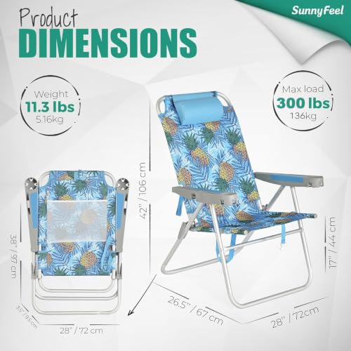 Image of SUNNYFEEL Tall Beach Chair for Adults, High Back High Seat Folding Chairs