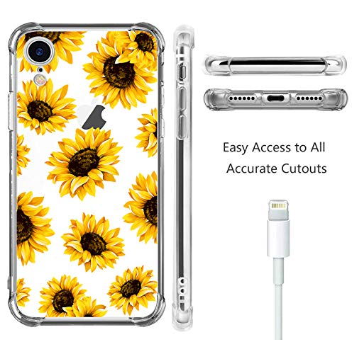 HEYORUN Case Compatible for iPhone Xr 2018 Sunflower, Sunflowers Girls and Women Floral Back Case Cover, Yellow Flower Transparent Flexible TPU Bumper Shockproof Protective Case - image 3