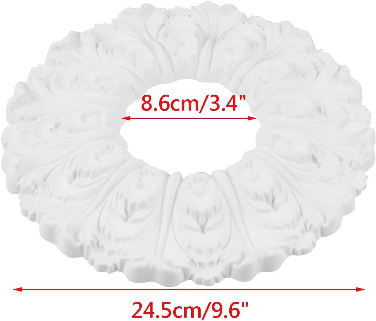 Wealrit 2 Pcs White Ceiling Medallions Round Ceiling Light Medallions for Light Fixtures and Ceiling Fans Decorative Lighting Ceiling Medallion Ring 11.4 OD x 3.4" ID