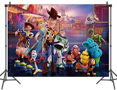 Cartoon Movie Toy Story 7x5ft Photography Backdrop for Boy Girl Happy Birthday Party