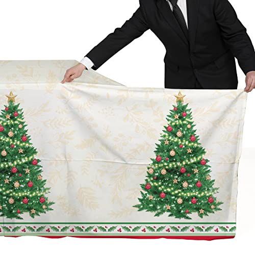 Gatherfun Christmas Table Decorations, Christmas Tree Disposable Tablecloth Waterproof Plastic Rectangular Table Cover for Merry Christmas Party Supplies, 3 PCS, 54 X 108 inch – Image 7