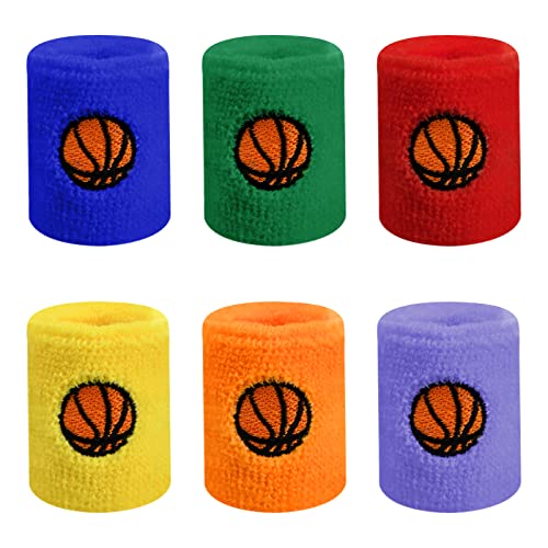 6 Piezas Muñequeras Deportivas de Sudor para Niños Pulseras Absorbentes de Suave Muñequera Sudor Elásticas Pulseras Muñequeras Deportivas Coloridas para Deportes Atléticos Fútbol Baloncesto Correr